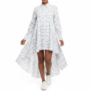 Palmer Harding White Asymmetric Super Shirt Waterfall Hem Avant-Garde Art Blouse